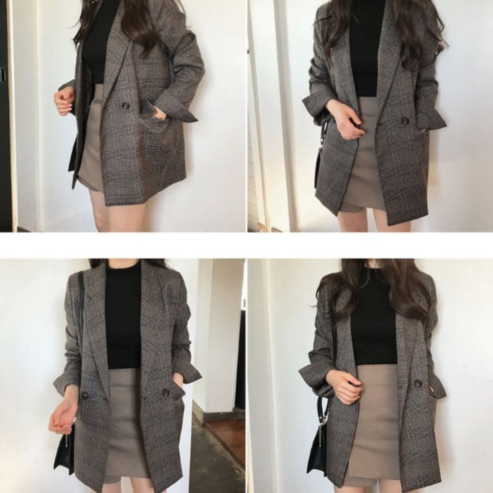 Double Breasted Plaid Blazer